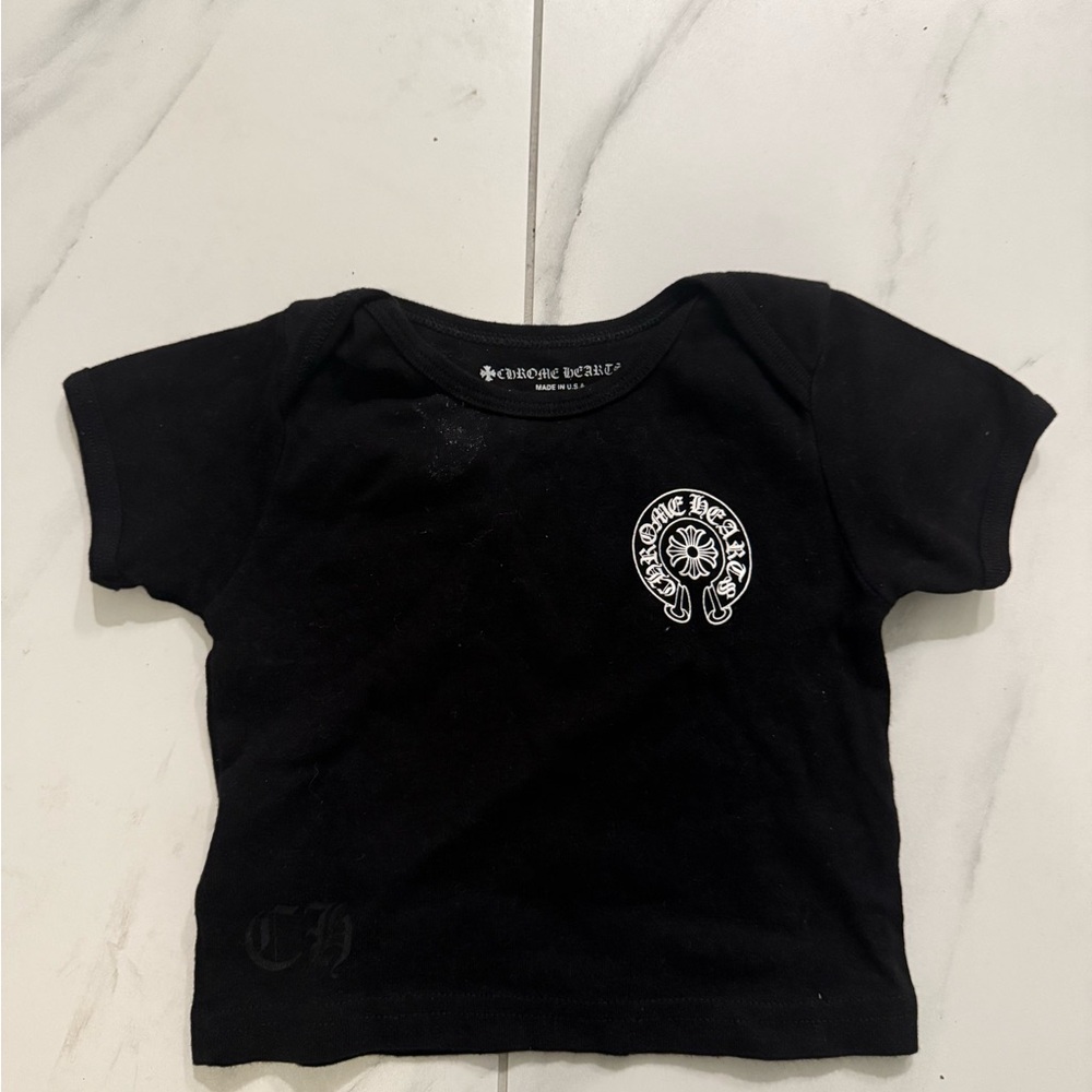 Chrome Hearts Kids Tee in Black with White Logo